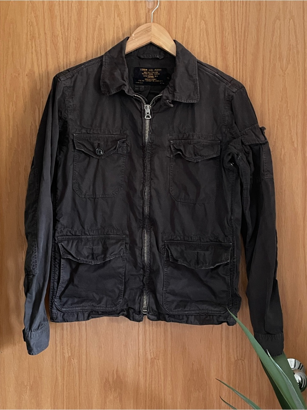 J. Crew Charcoal Military Field Jacket with Front Cargo Pockets